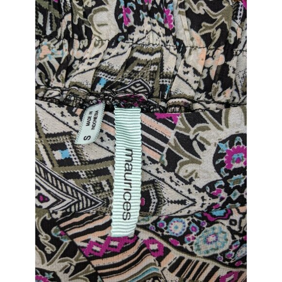 Maurices Black Pink Skirt Size S Small Asymmetrical Napkin Hem Lined Woman - Picture 2 of 5